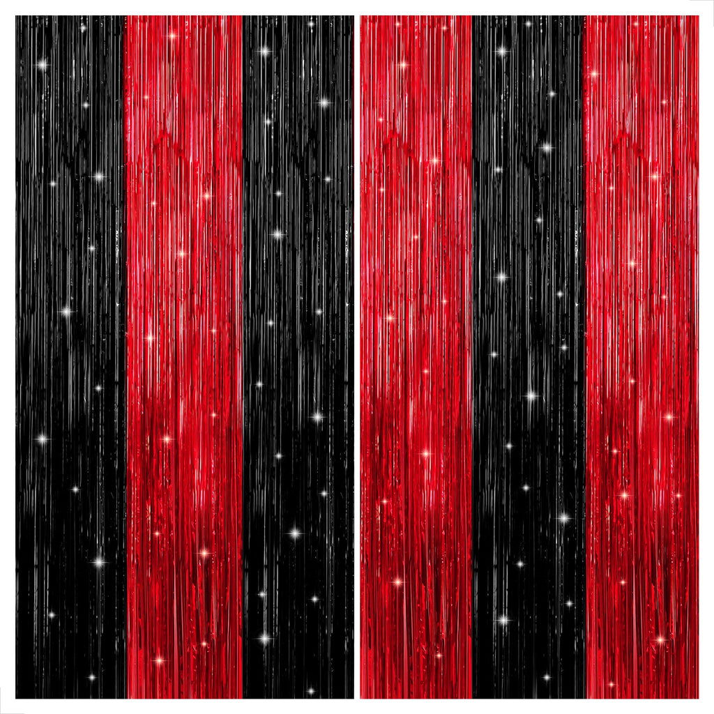 Red & Black Fringe Curtain – Halloween Party Photo Booth Backdrop
