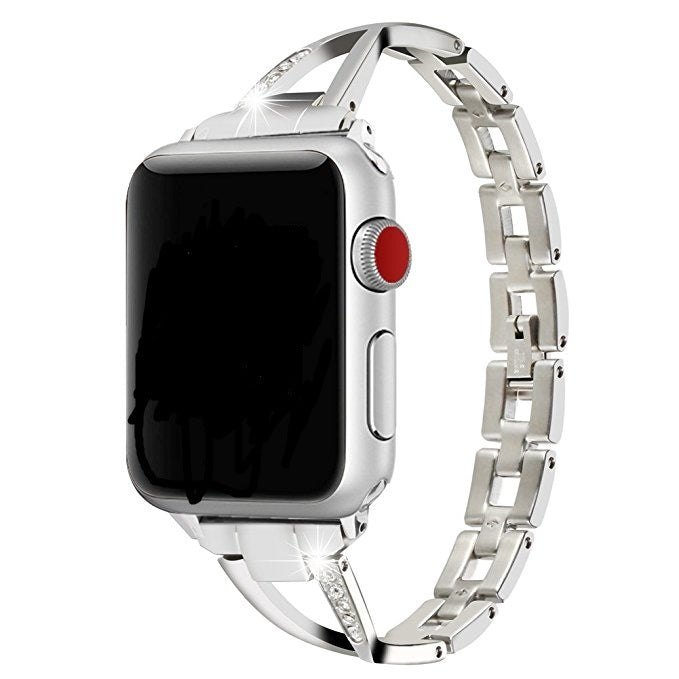 Apple Watch Band – X-Type Stainless Steel with Diamonds