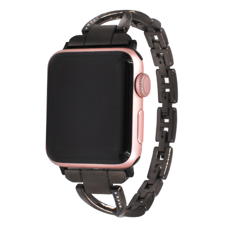 Apple Watch Band – X-Type Stainless Steel with Diamonds