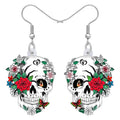 Boucles d'oreilles tête de mort en acrylique pour Halloween – Bijoux mignons pour le Jour des morts