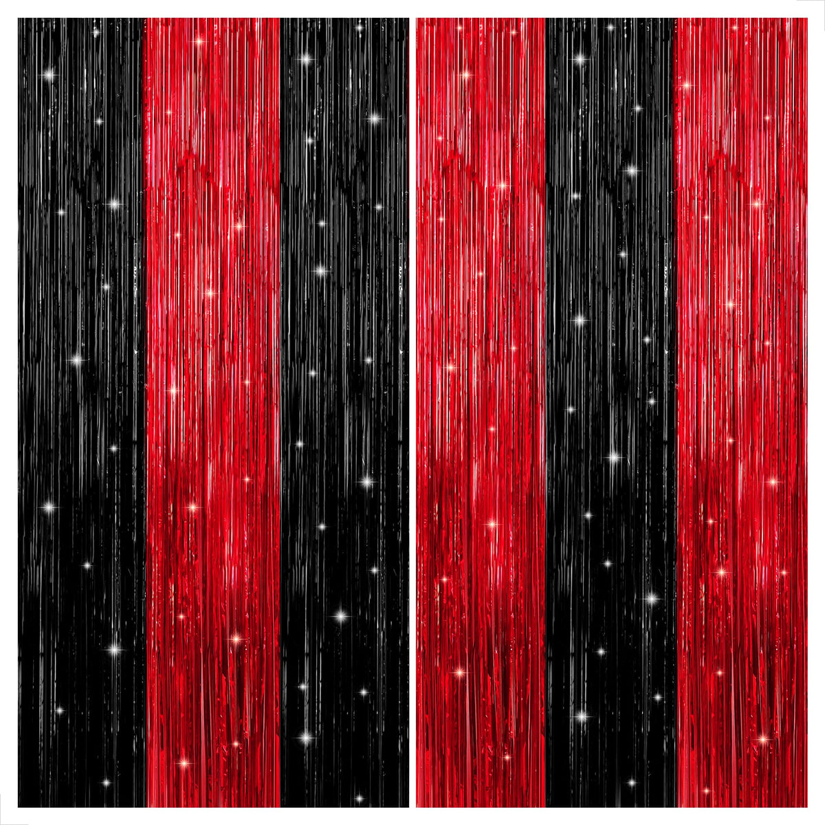 Red & Black Fringe Curtain – Halloween Party Photo Booth Backdrop