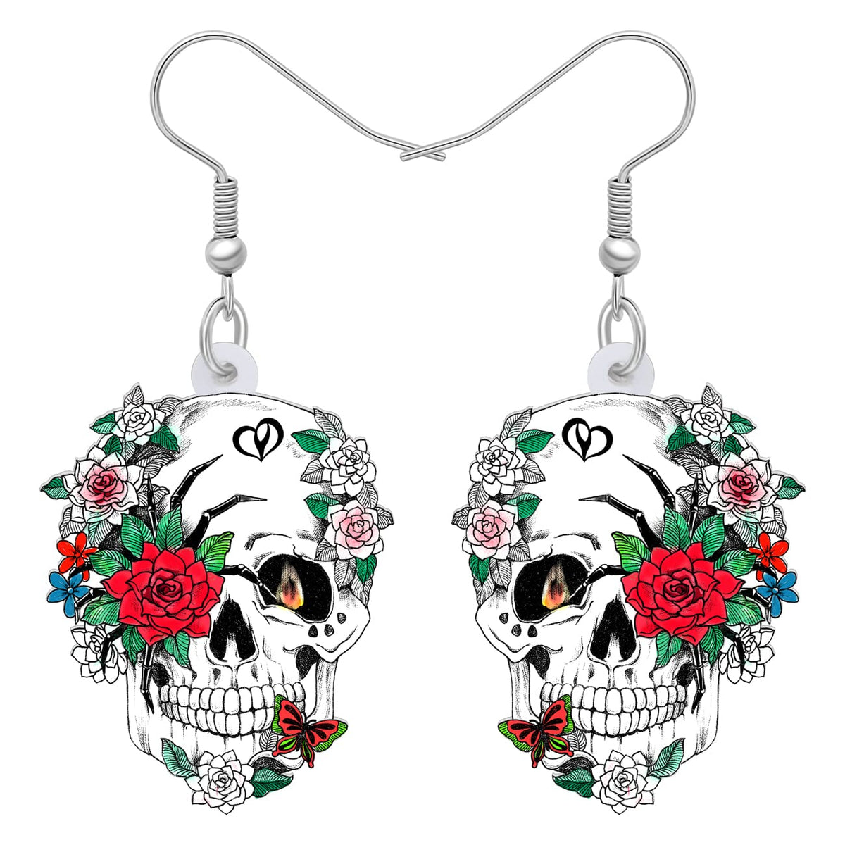 Halloween Acrylic Sugar Skull Earrings – Cute Day of the Dead Jewelry