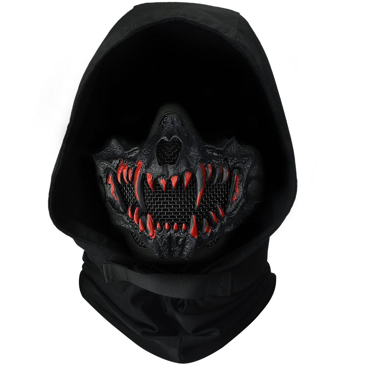 Skull Half Face Tactical Mesh Mask – Halloween, Airsoft & Paintball