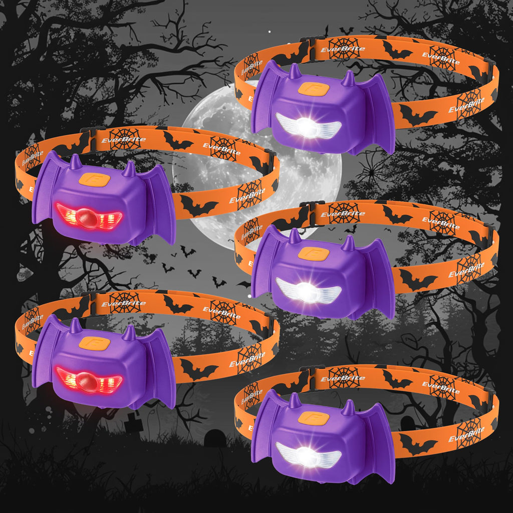 Lampes frontales chauve-souris pour Halloween – Cadeau LED pour enfants et accessoire pour la collecte de bonbons
