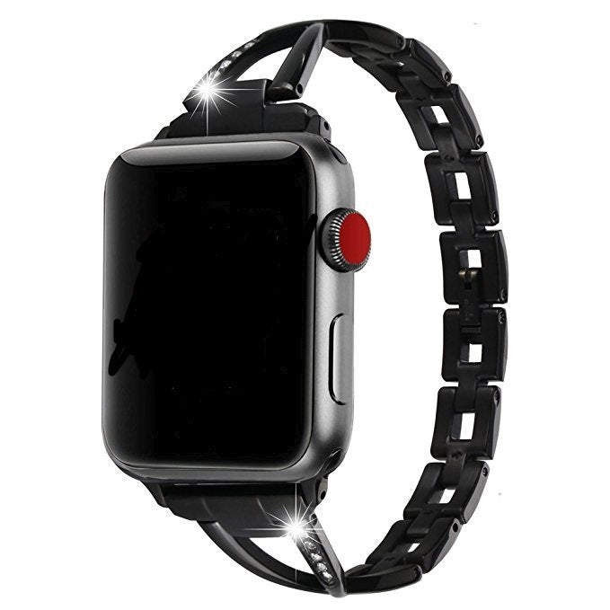 Apple Watch Band – X-Type Stainless Steel with Diamonds