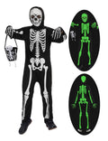 Costume de squelette d'Halloween pour enfant – Combinaison phosphorescente avec sac squelette