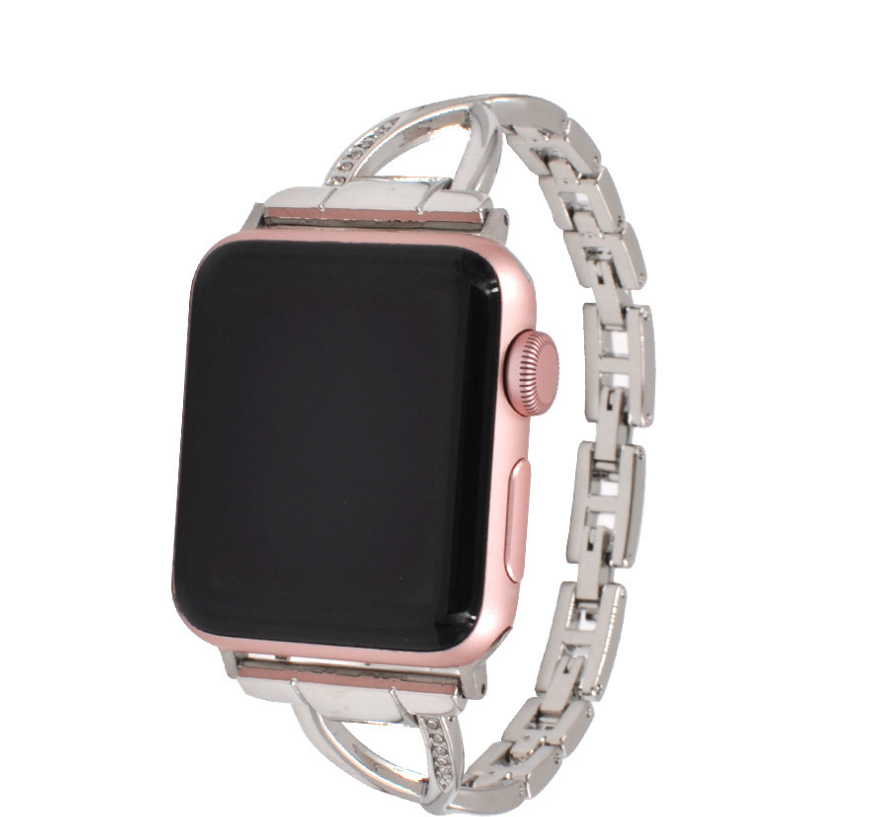 Apple Watch Band – X-Type Stainless Steel with Diamonds