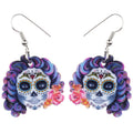 Halloween Sugar Skull Dangle Earrings – Cute Day of the Dead Jewelry